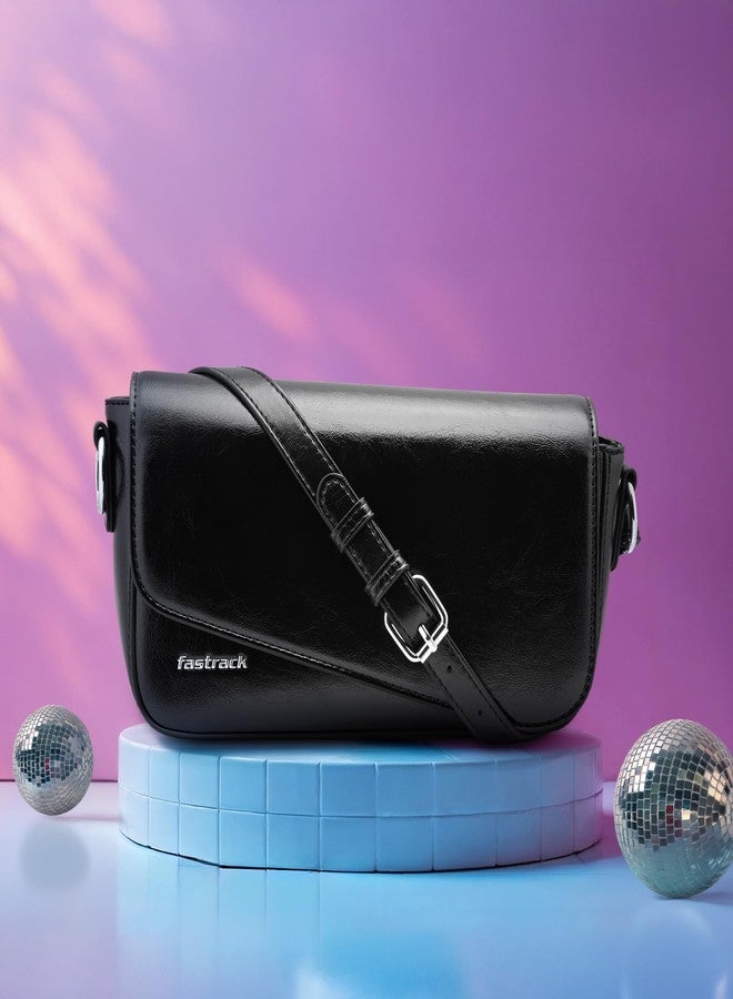 Fastrack VibeCheck shoulder bag | Black Faux-Leather Women’s Handbags | Party Pack Sling for Casual & Party Carry - Image 2
